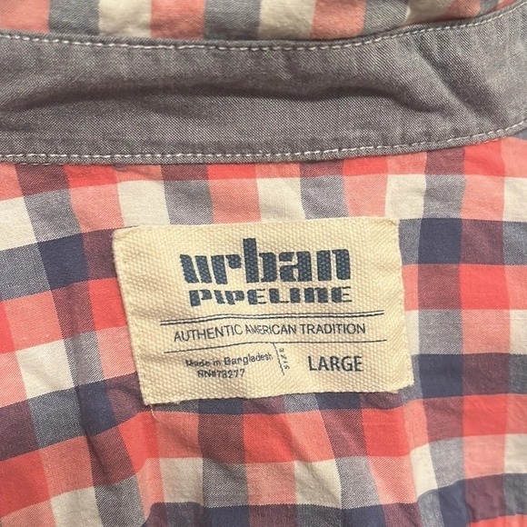 Pink and Blue Plaid Urban Pipeline Button Up - Picture 4 of 5